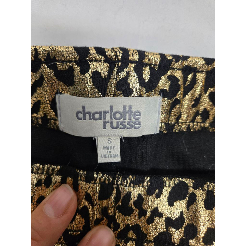 Women's Charlotte Russe Gold Black Leopard Print Shorts S - Picture 2 of 5